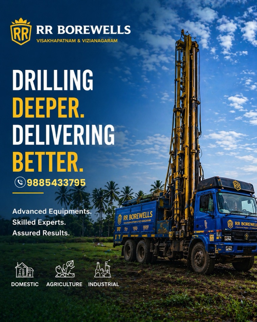 RR BOREWELLS drilling deeper and delivering better campaign poster
