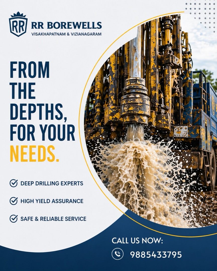 RR BOREWELLS deep drilling experts service poster