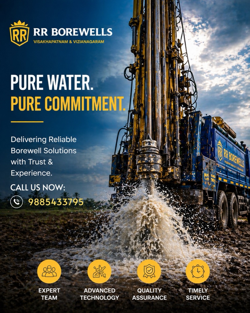RR BOREWELLS pure water and pure commitment campaign poster